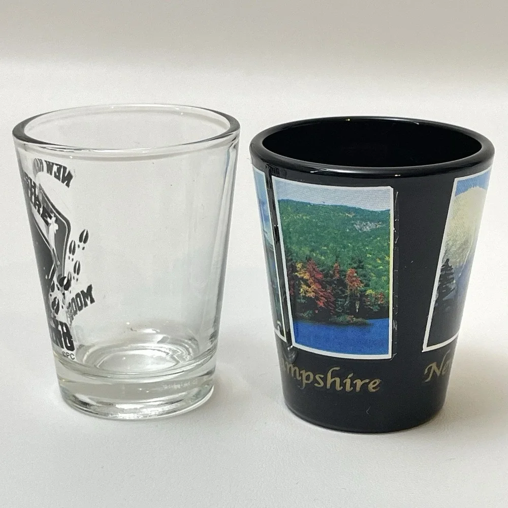 New Hampshire Shot Glass Set Of 2 Glasses State Souvenir Moose X-ing Scenic View